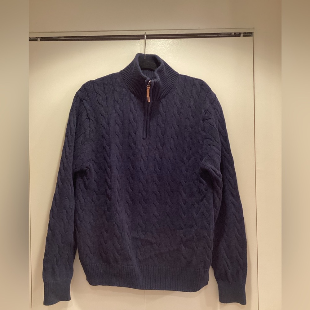 J. Crew Men's Navy Cable Knit Sweater
